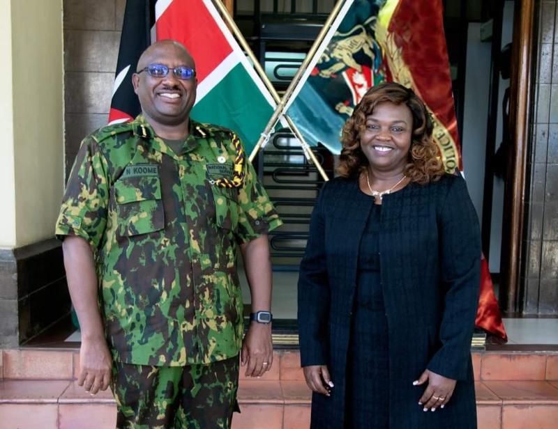 File image of Pastor Dorcas Rigathi and IG Koome.